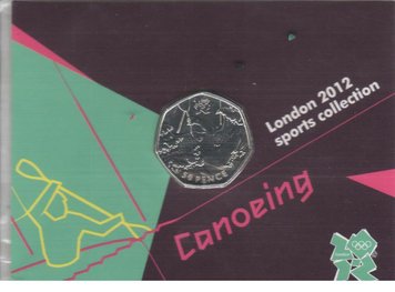 United Kingdom 50 pence 2011 Olympics 2012 - Canoeing UNC blister (KM # 1172)