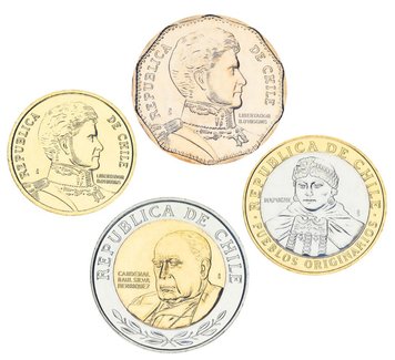 Chile set of 4 coins 2021-2022 UNC 10, 50 100, 500 pesos