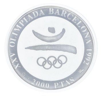 Монета Іспанія 2000 песет 1990 Срібло Proof XXV літні Олімпійські ігри в Барселоні 1992 року - Символ Емблема М23307 фото