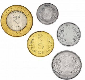 Індія набір з 5 монет 2011 UNC 50 пайса, 1, 2, 5, 10 рупій М12828 фото