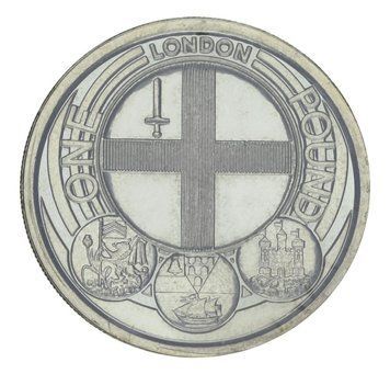 Монета Великобританія 1 фунт 2010 UNC Лондон М21813 фото