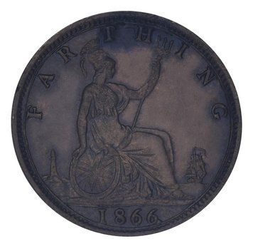 Монета Великобританія 1 фартинг 1866 F-VF М24414 фото
