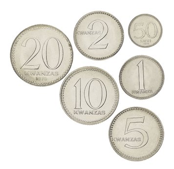 Angola set of 6 coins 1975-1978 AU-UNC 50 lei, 1, 2, 5, 10, 20 kwanza