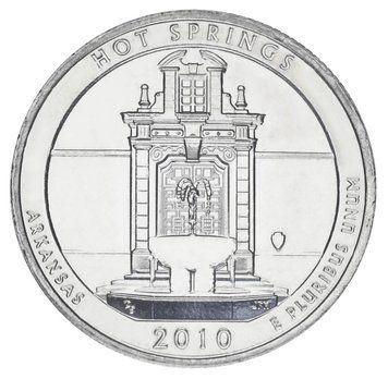 Монета США 25 центів (квотер) 2010 P &laquo;Національні парки - Хот пружин (1-й парк)&raquo; UNC (KM#469) М01391 фото