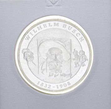 Монета Німеччина 10 євро 2007 &laquo;Уільгельм Буш&raquo; Срібло UNC М10904 фото