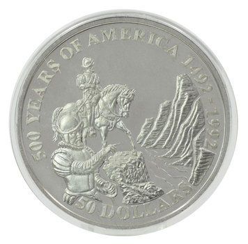 Монета Острови Кука 50 доларів 1992 Срібло Proof 500 років Відкриттю Америки &ndash; Франсіско Васкес де Коронадо М22616 фото