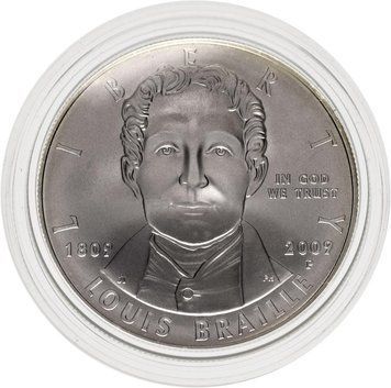 Монета США 1 долар 2009 срібло P UNC Луї Брайль (KM#455) М13733 фото