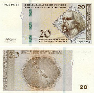 Банкнота Босния и Герцеговина 20 марок 2024 UNC Vishnip (P82c) Б21642 фото