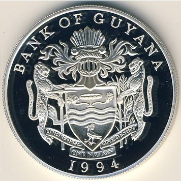 Guyana $ 50 1994 "Royal Visit in February 1994" VF Silver (KM # 48)