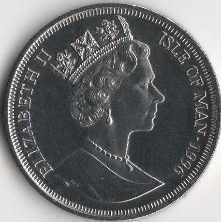 Coin Isle of Man 1 crown 1996 UNC Robert Burns Variety 4 (KM#577)