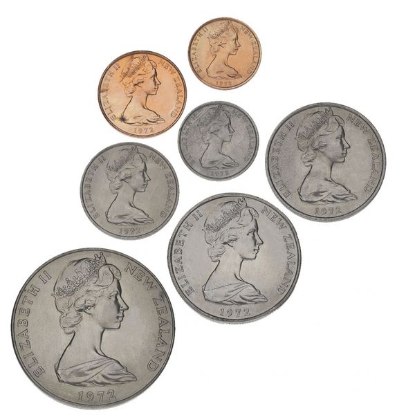 New Zealand set of 7 coins 1972 VF-AU 1, 2, 5, 10, 20, 50 cents, 1 dollar