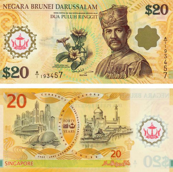 Бруней 20 ринггит 2007 UNC (P34a) Б06135 фото