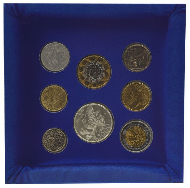 Набор монет Сан-Марино набор из 8 монет 2001 UNC 10, 20, 50, 100, 200, 500, 1000, 5000 лир (серебро) М23387 фото