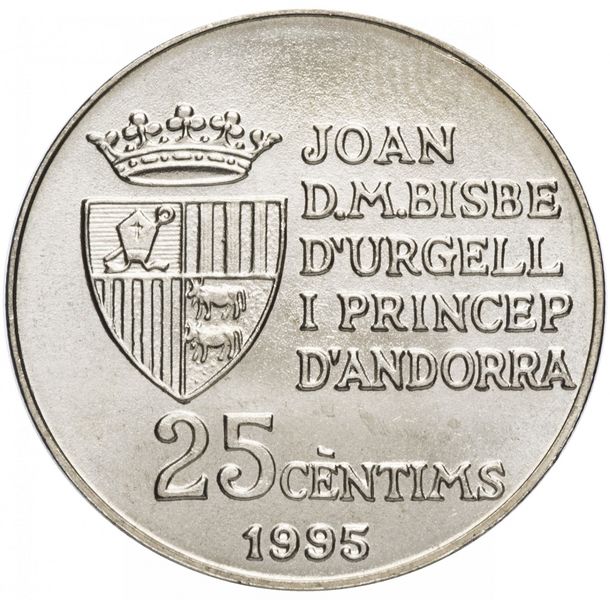 Andorra 25 centimes 1995 "50 years of FAO" UNC (KM # 109)