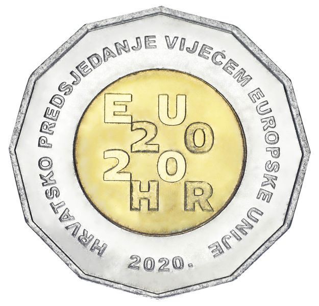 Coin Croatia 25 kuna 2020 Bimetal UNC EU Council Presidency
