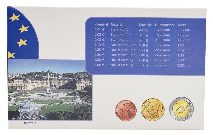 Coins set Germany set of 8 euro coins 2004 UNC F 1, 2, 5, 10, 20, 50 euro cents, 1, 2 euros in souvenir packaging