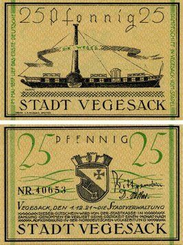 Banknote Germany Notgeld 25 pfennig 1921 F-VF Fegesack