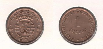 Angola 1 escudo 1974 VF (KM # 76)