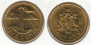 Barbados 5 cents 1997 VF (km # 11)