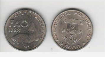 Portugal 25 escudos 1983 Food Program - FAO VF (KM # 619)