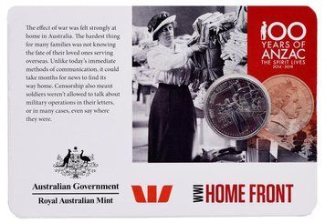 Coin Australia 20 cents 2015 UNC World War I 2014-2018 - Home Front Blister