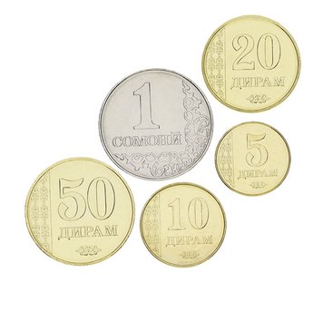 Таджикистан набір з 5 монет 2011 UNC 5, 10, 20, 50 дирам, 1 сомоні М15232 фото