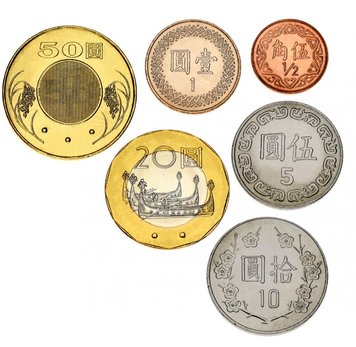 Taiwan set of 6 coins 1981-2019 UNC 0.5, 1, 5, 10, 20, 50 yuan