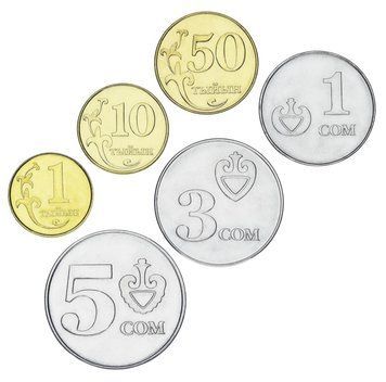 Набор монет Киргизия набор из 6 монет 2008 UNC 1, 10, 50 тын, 1, 3, 5 сом М23540 фото