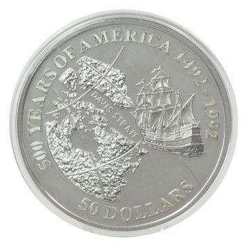 Монета Острови Кука 50 доларів 1992 Срібло Proof 500 років Відкриттю Америки &ndash; Протока Девіса М22617 фото