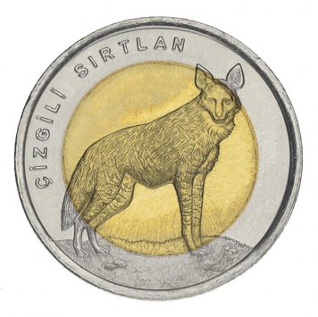 Turkey 1 lira 2014 "Fauna of Turkey - Striped hyena" UNC