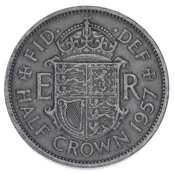 Монета Великобританія 1/2 крони 1957 F-VF Half Crown М17871 фото