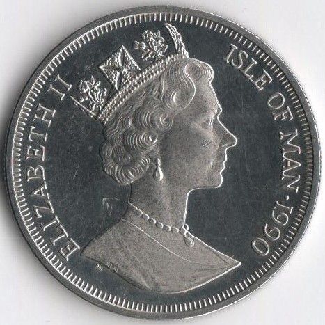 Монета Острів Мен 1 крона 1990 UNC Чемпіонат світу з футболу Різновид 4 (KM#272) М07958 фото