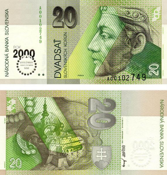 Slovakia 20 CZK 2000 Millennium 2000 UNC (P34)