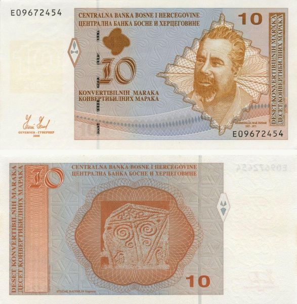 Bosnia and Herzegovina 10 mark 2008 UNC Latin-Cyrillic (P72)