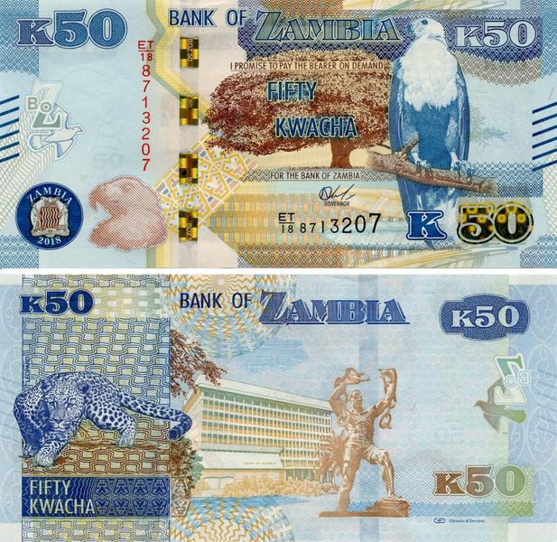 Zambia 50 Kwacha 2018 Leopard UNC (P66)