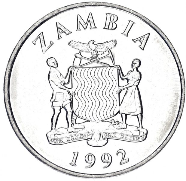 Zambia 50 ngwe 1992 AU-UNC Antelope (Lychee)