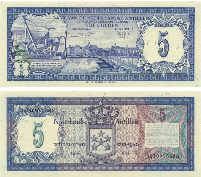 Нідерландські Антильські острови 5 гульденів 1984 UNC (P15b) Б09990 фото