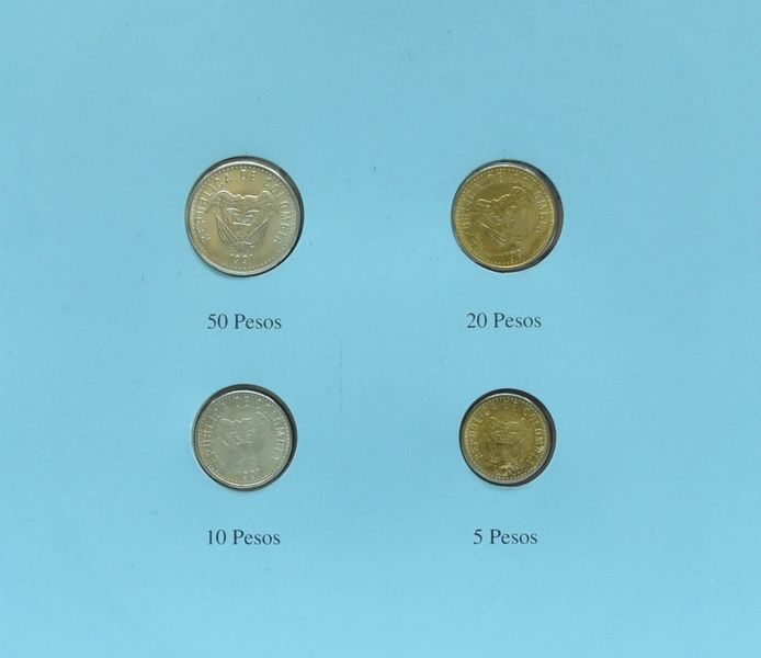 Colombia Set of coins 1990-1991 UNC 5, 10, 20, 50 pesos and 1 mark Booklet