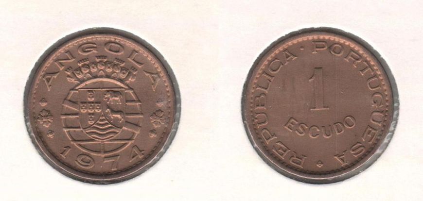 Angola 1 escudo 1974 VF (KM # 76)