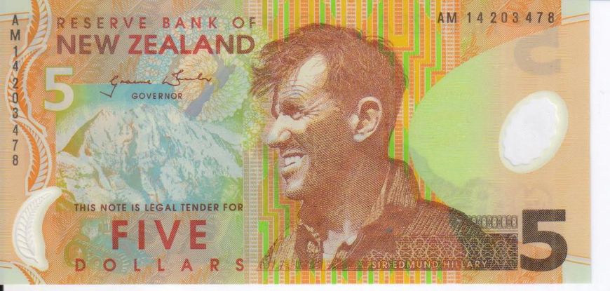 New Zealand 5 dollars 2014 UNC