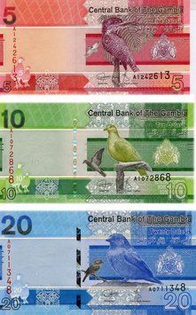Gambia set of 3 banknotes 2019 UNC (Pnew) 5, 10, 20 dalasi