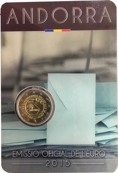 Андорра 2 євро 2015 «30 років голосуванню з 18-річного віку» UNC М04852 фото