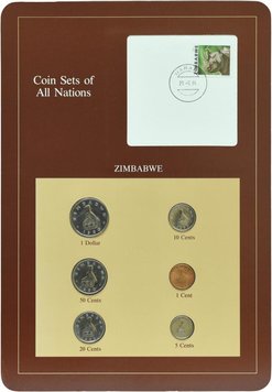 Zimbabwe Set of coins 1980-1983 UNC 1, 5, 10, 20, 50 cents, 1 dollar and 1 mark Booklet