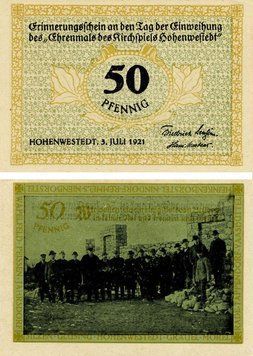 Banknote Germany Notgeld 50 pfennig 1921 F-VF Hohenwestedt