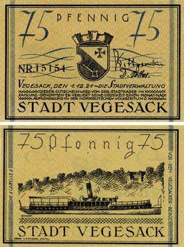 Banknote Germany Notgeld 75 pfennig 1921 F-VF Bremen - Fegesack