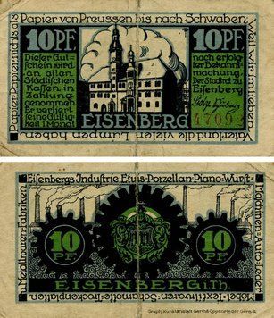 Banknote Germany Notgeld 10 pfennig F-VF Eisenberg