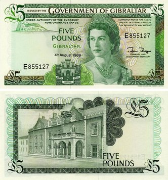 Gibraltar 5 pounds 1988 UNC (P21b)