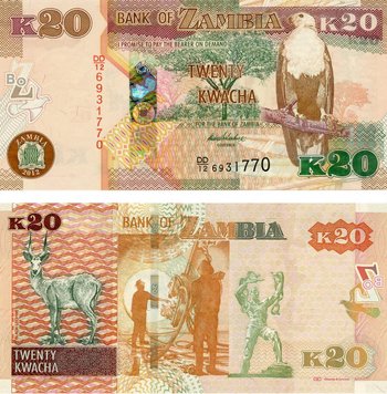 Zambia 20 kwacha 2012-2013 UNC (P52)