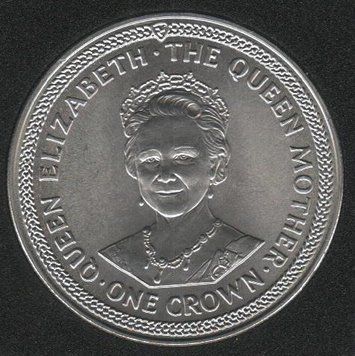 Coin Isle of Man 1 crown 1985 UNC Queen Mother Variety 1 (KM#221)