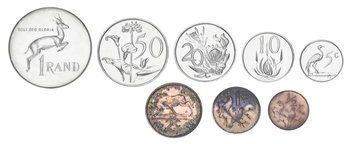 Набір монет ЮАР набір з 8 монет 1975 VF-AU 1/2, 1, 2, 5, 10, 20, 50 центів, 1 ранд (серебро) М19334 фото